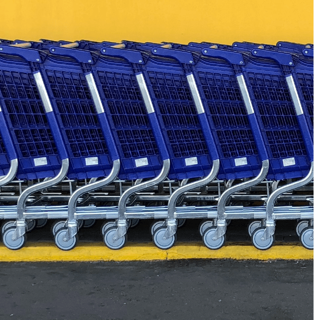 shopping carts in a line