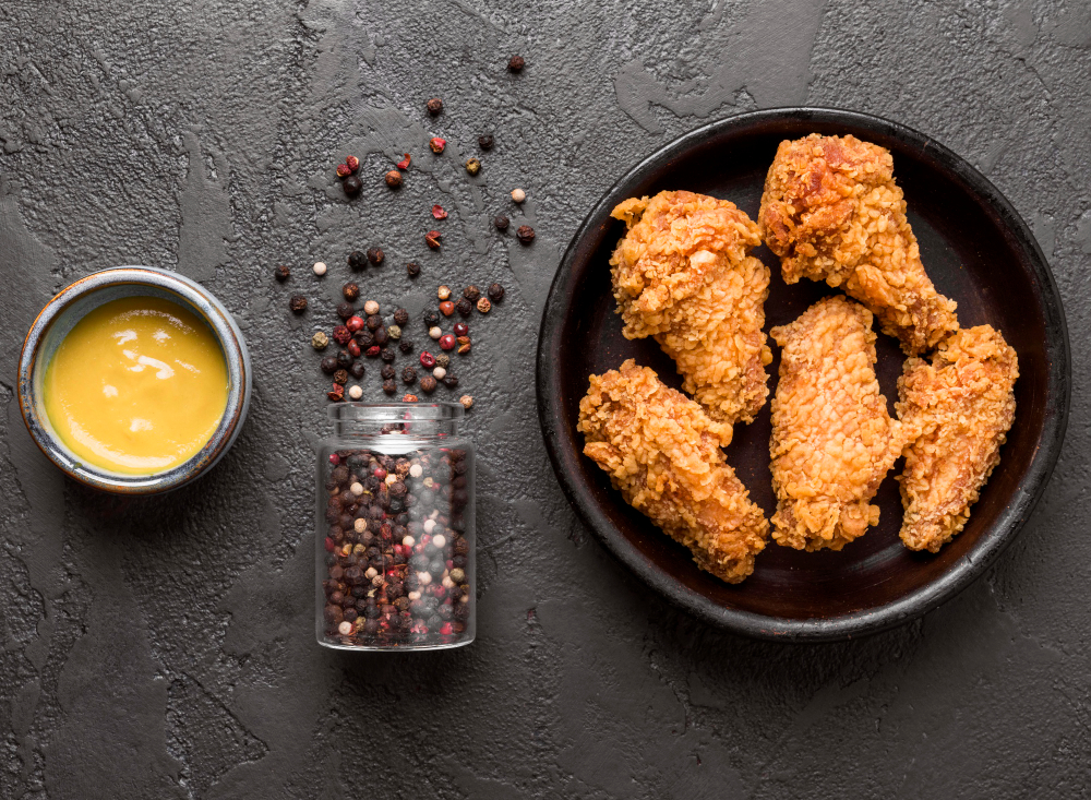 top-view-fried-chicken-with-pepper-sauce